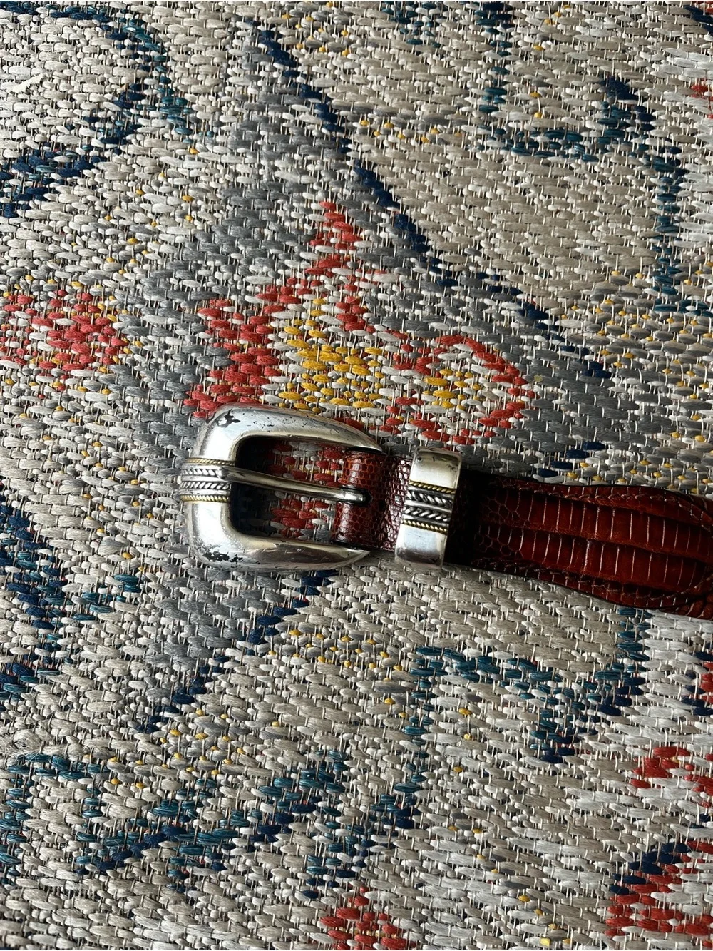 Handcrafted Woven Chestnut Brown Leather Belt with Polished Buckle Unbranded